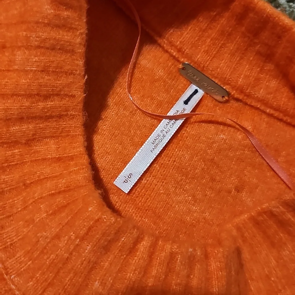 New Free People Phoebe Sweater Wool Blend Shell Coral Small Knit Pullover - Picture 6 of 10